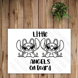 *2 for $20* Little Angels On Board Stitch Vinyl Decal Sticker Handcrafted
